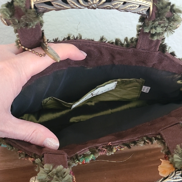 Mary Frances Teal and Floral Embellished Shoulder Bag - Picture 3 of 3